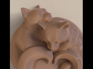 STL CNC Router file 3dprintable Sleeping Cats 3D Принт Модель
