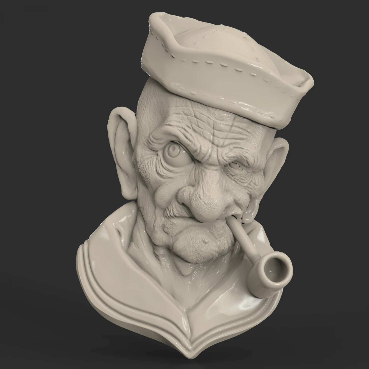 STL CNC Router file 3dprintable Old Sailor 3D Print Model .c4d .max .obj .3ds .fbx .stl .blend 