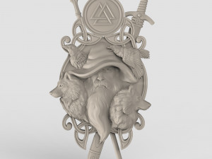 STL CNC Router file 3dprintabl Odin in Hat Panel by Scandinavian mythology Viking Modelo de Impressão 3D