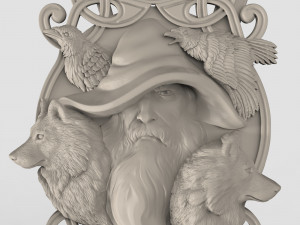 STL CNC Router file 3dprintabl Odin in Hat Panel by Scandinavian mythology Viking 3D 打印模型