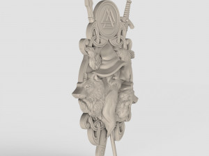 STL CNC Router file 3dprintabl Odin in Hat Panel by Scandinavian mythology Viking 3D 打印模型
