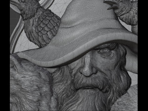 STL CNC Router file 3dprintabl Odin in Hat Panel by Scandinavian mythology Viking 3D 打印模型