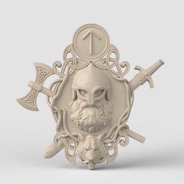 STL CNC Router file 3dprintable Thor with a Wolf panel by Scandinavian mytholoanel Modello di stampa 3D .c4d .max .obj .3ds .fbx .stl .blend 