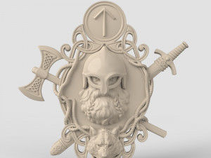 STL CNC Router file 3dprintable Thor with a Wolf panel by Scandinavian mytholoanel Modello di stampa 3D