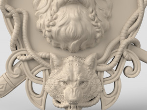 STL CNC Router file 3dprintable Thor with a Wolf panel by Scandinavian mytholoanel Modello di stampa 3D