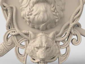 STL CNC Router file 3dprintable Thor with a Wolf panel by Scandinavian mytholoanel 3D Print Model