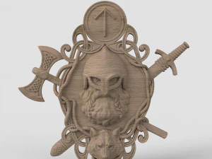 STL CNC Router file 3dprintable Thor with a Wolf panel by Scandinavian mytholoanel 3D Print Model