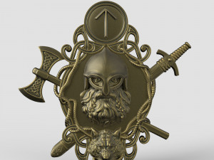 STL CNC Router file 3dprintable Thor with a Wolf panel by Scandinavian mytholoanel Modello di stampa 3D