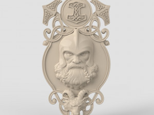 STL CNC Router file 3dprintable Thor with Goat and Hammers panel by Scandinavian mythology 3D Print Model