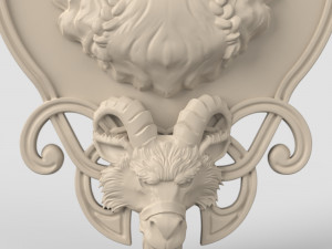 STL CNC Router file 3dprintable Thor with Goat and Hammers panel by Scandinavian mythology 3D 打印模型