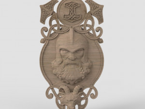 STL CNC Router file 3dprintable Thor with Goat and Hammers panel by Scandinavian mythology 3D 打印模型