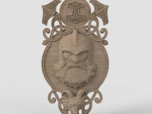 STL CNC Router file 3dprintable Thor with Goat and Hammers panel by Scandinavian mythology 3D Print Model