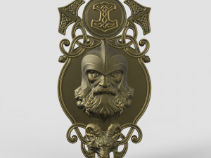 STL CNC Router file 3dprintable Thor with Goat and Hammers panel by Scandinavian mythology 3D 打印模型