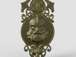 STL CNC Router file 3dprintable Thor with Goat and Hammers panel by Scandinavian mythology 3D Print Model