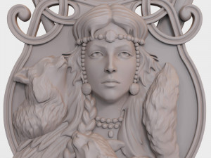 STL CNC Router file 3dprintable Freya Panel by Scandinavian mythology Viking pagan deity 3Dプリントモデル