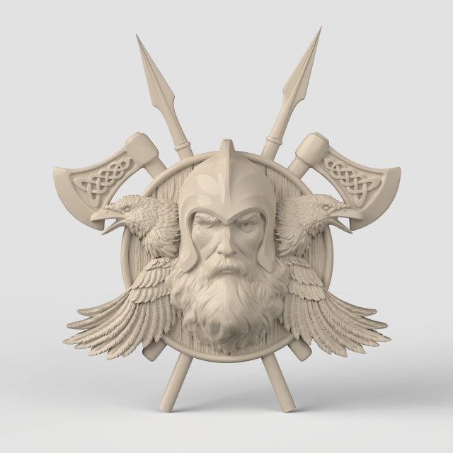 STL CNC Router file 3dprintable Odin crows Panel by Scandinavian mythology 3D Принт Модель .c4d .max .obj .3ds .fbx .stl .blend 