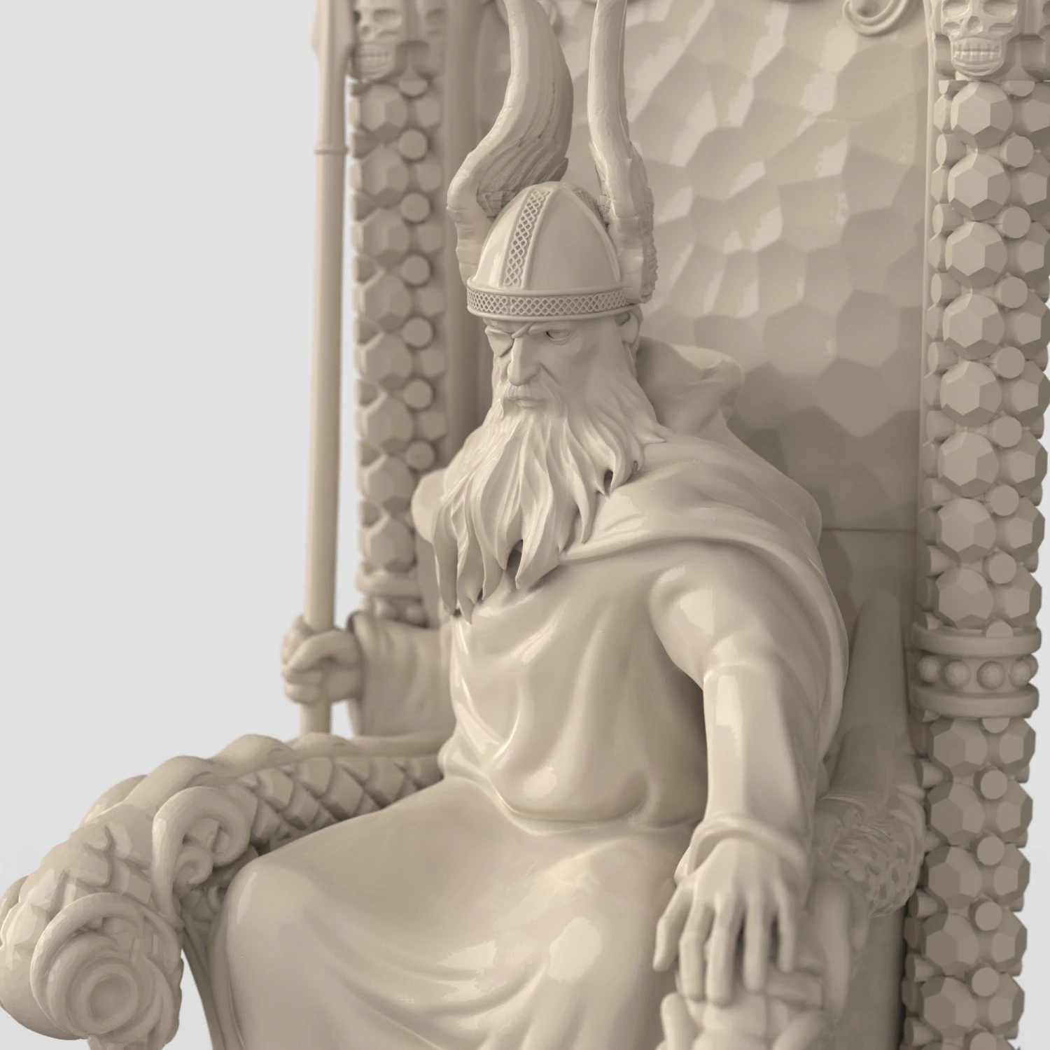 Odin on the throne by Scandinavian mythology Viking pagan deity 3D Print Model .c4d .max .obj .3ds .fbx .stl .blend 