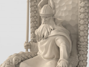 Odin on the throne by Scandinavian mythology Viking pagan deity 3D Print Model