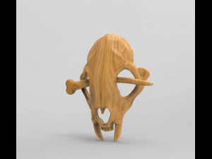 STL CNC Router file 3dprintable Hairpin Skull in primeval style 3D Print Model