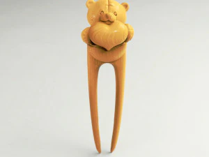 STL CNC Router file 3dprintable Hairpin Teddy Bear Toy 3D Print Model