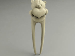 STL CNC Router file 3dprintable Hairpin Teddy Bear Toy Model Cetak 3D