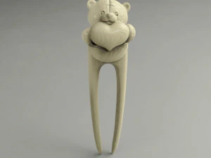 STL CNC Router file 3dprintable Hairpin Teddy Bear Toy 3D Print Model
