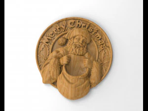 STL CNC Router file 3dprintable Merry Christmas Santa Decor 3D Print Model