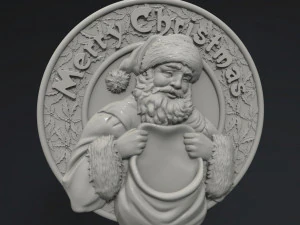 STL CNC Router file 3dprintable Merry Christmas Santa Decor 3D Print Model