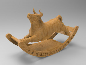 STL CNC Router file 3dprintable Rocking Bull 3Dプリントモデル