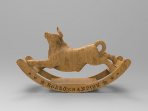 STL CNC Router file 3dprintable Rocking Bull 3Dプリントモデル