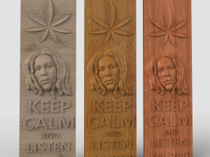 STL CNC Router file 3dprintable Bob Marley - Keep Calm and Listen to Bob Modelo de Impressão 3D