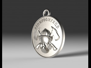 STL CNC Router file 3dprintable Firefighters Pendant Modelo de Impressão 3D