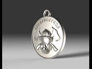 STL CNC Router file 3dprintable Firefighters Pendant 3D Print Model