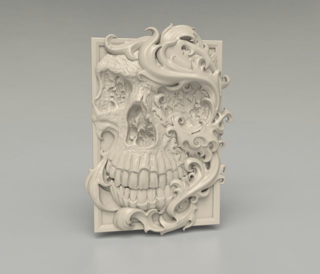 STL CNC Router file 3dprintable Gothic Skull panel 3D Print Model .c4d .max .obj .3ds .fbx .stl .blend 