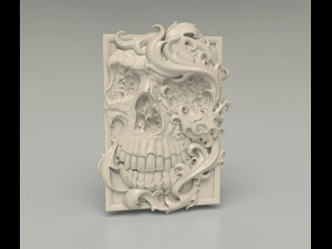  STL CNC Router file 3dprintable Gothic Skull panel 3D Print Model