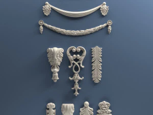 STL CNC-routerbestand 3dprintbaar klassiek meubilair lijstwerk reli&euml;fset 1 3D printmodel