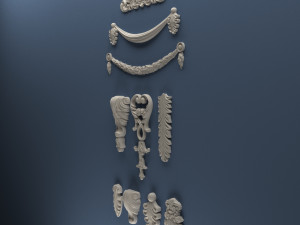 STL CNC Router file 3dprintable Classic Furniture fretwork relief Set 1 Modelo de Impressão 3D