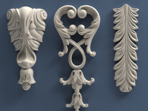 STL CNC Router file 3dprintable Classic Furniture fretwork relief Set 1 Modelo de Impressão 3D