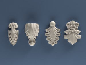 STL CNC Router file 3dprintable Classic Furniture fretwork relief Set 1 Modelo de Impressão 3D