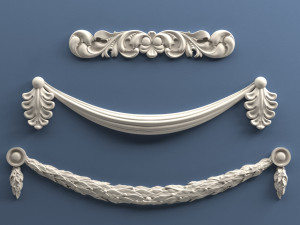STL CNC Router file 3dprintable Classic Furniture fretwork relief Set 1 Modelo de Impressão 3D