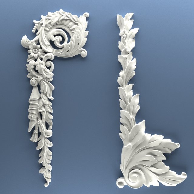STL CNC Router file 3dprintable Classic Furniture fretwork relief Set 3 3D Принт Модель .c4d .max .obj .3ds .fbx .stl .blend 