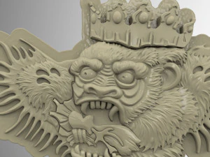 STL CNC Router file 3dprintable Tatoo Gorilla 3D Print Model