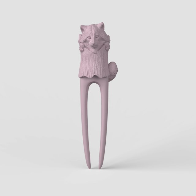 STL CNC Router file 3dprintable Hairpin Raccoone 3D Print Model .c4d .max .obj .3ds .fbx .stl .blend 