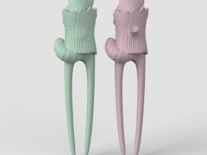 STL CNC Router file 3dprintable Hairpin Raccoone 3D Print Model