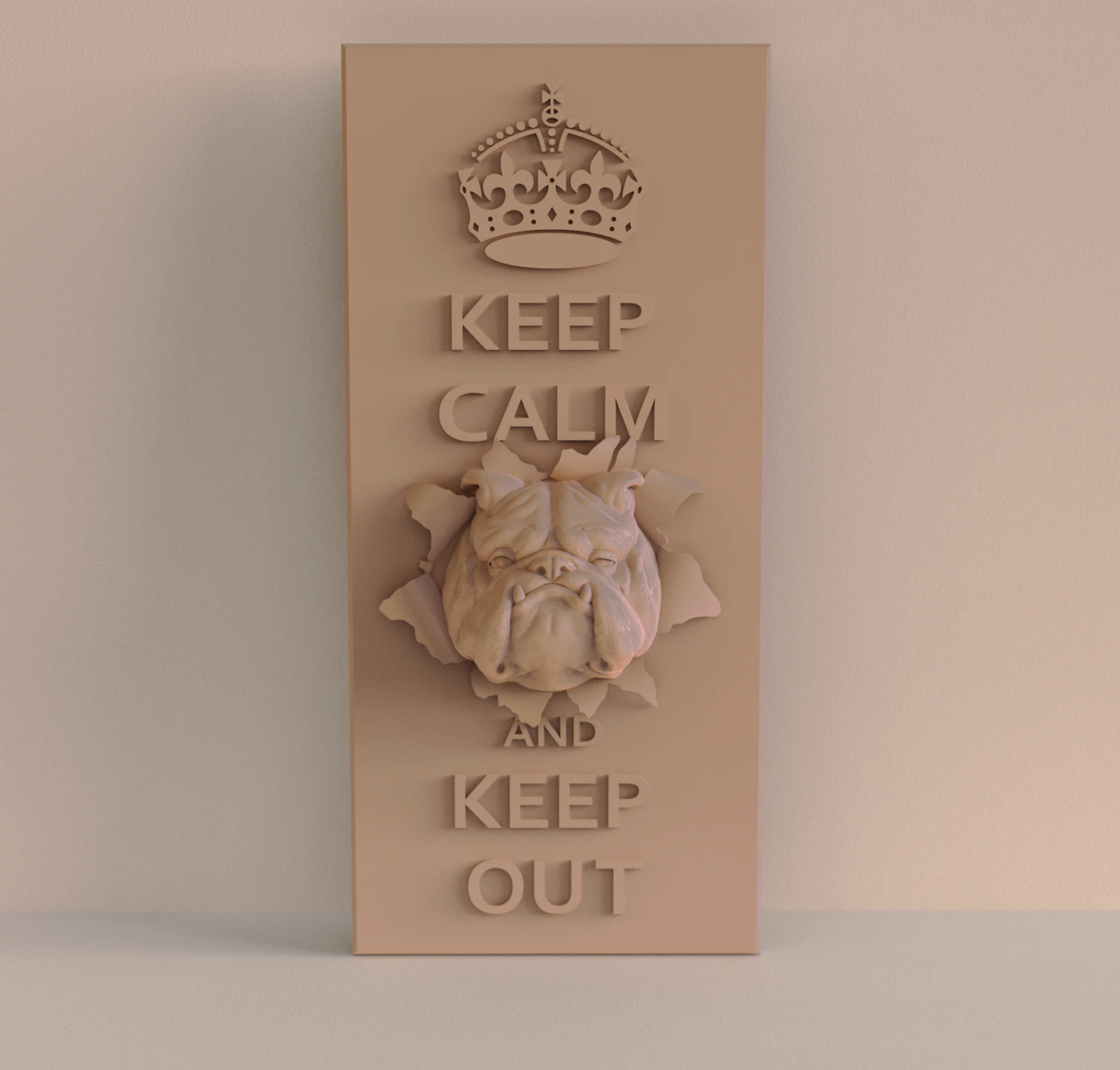 STL CNC Router file 3dprintable Panel Beware of dog 3D Print Model .c4d .max .obj .3ds .fbx .stl .blend 