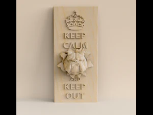 STL CNC Router file 3dprintable Panel Beware of dog 3D Print Model