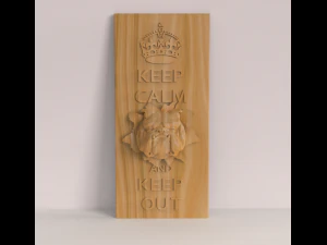 STL CNC Router file 3dprintable Panel Beware of dog 3D Print Model