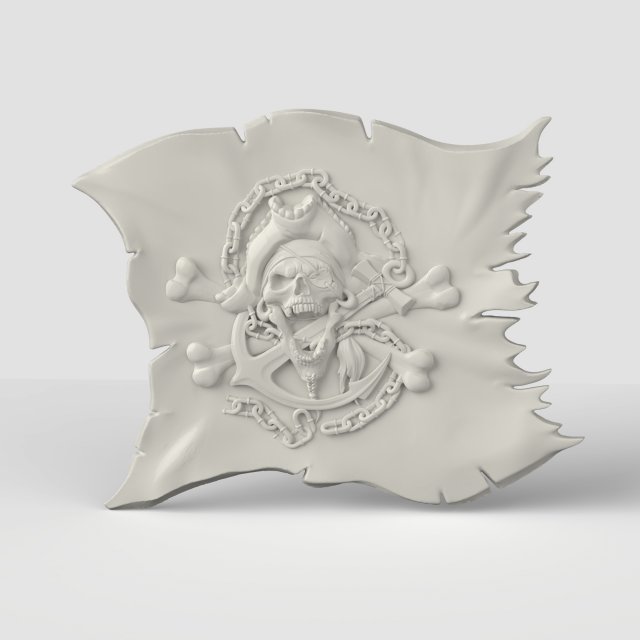 STL CNC Router file 3dprintable Scull Pirate Flag 3D 프린트 모델 .c4d .max .obj .3ds .fbx .stl .blend 