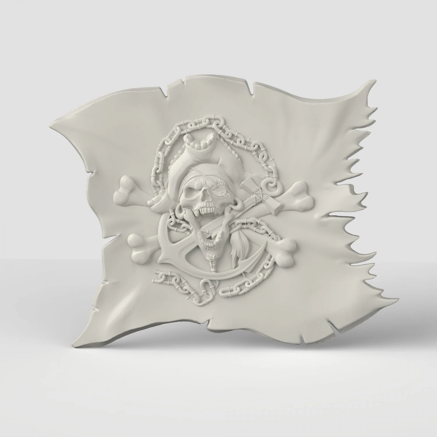 STL CNC Router file 3dprintable Scull Pirate Flag 3D Print Model .c4d .max .obj .3ds .fbx .stl .blend 
