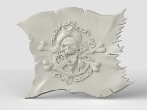 STL CNC-Fr&auml;sdatei 3D druckbare Totenkopf Piratenflagge 3D Druckmodell